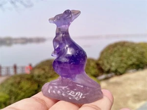 2.3" Hand Carved Natural Fluorite Kangaroo Reiki Crystal Skull Heal gift 1PC - Picture 1 of 15