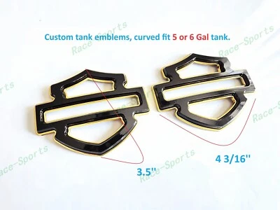 2Pcs Set Gloss Black Gold Double Layer Harley CVO Custom Tank Emblems Badges - Image 1 of 4
