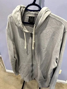 Oakley Zip Hoodie Sweater Size XL Grey Unisex - Picture 1 of 3