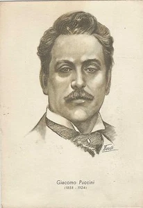 GIACOMO PUCCINI Original Vintage Ricordi Postkarte Kunstwerk von PISELLI - Bild 1 von 1