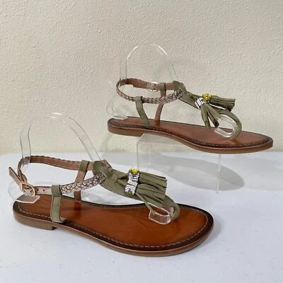 Miz Mooz Yasmin Leather Beaded Tassel Ankle Strap Sandal Western Boho 40 9 9.5 - Image 1 of 4