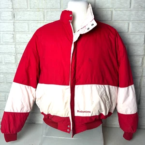 Budweiser Beer Red White Puffy Winter Lined Jacked - Anheuser Bush Brand XL - Picture 1 of 15