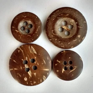 Wooden 4 Holes Brown, Coconut Shell Buttons15mm, 20mm, Sewing, scrap book - Picture 1 of 1