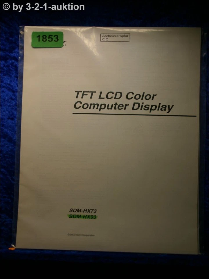 Sony Manuale Di Istruzioni SDM HX73 / HX93 Monitor Per Computer (#1853) - Immagine 1 di 1