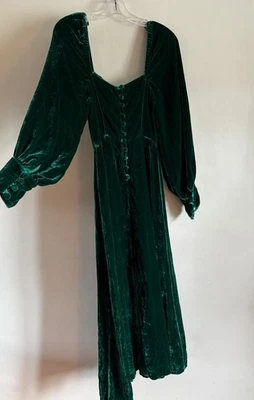 BNWT VTG GHOST GREEN VELVET LONG SLEEVE SILK MIDI  DRESS SIZE:XXS - Image 1 of 4