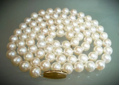 GORGEOUS $2850 MIKIMOTO BLUE LAGOON 14K 585 BL MATINEE 24'' AKOYA PEARL NECKLACE - Image 1 of 4