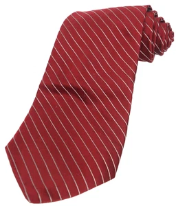 Vintage Tommy Hilfiger 100 % Seide burgunderrot Krawatte silber amerikanische Nadelstreifen 3 5/8"x58" - Bild 1 von 6