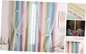2-in-1 Double-Layer Kids & Girls Unicorn Princess Ombre Blackout Curtains with - Picture 1 of 7