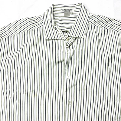 Camisa a Rayas Multicolor Giorgio Armani Collezioni Para Hombres 17 43 Italia Puño Francés Foto 1 de 4