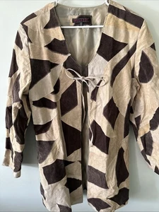 Hypo Active Y2K Leder Wildleder Jacke Hippie Boho Patchwork Mantel braun hellbraun Gr. XL - Bild 1 von 11