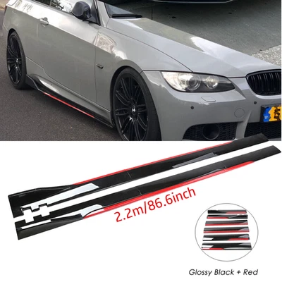 Glossy Black Look 86.6" Side Skirt Extension Spoiler Splitter For BMW Foto 1 de 4
