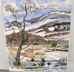 Gemälde Öl auf Holz Winterlandschaft Abstrakt Original LH 1998 - Bild 1 von 4