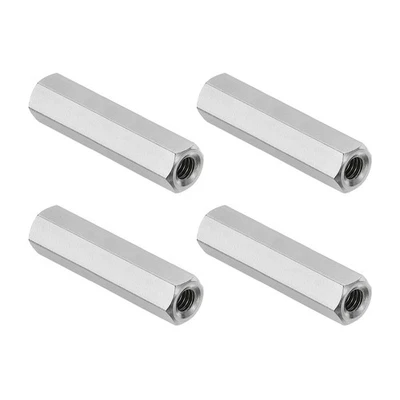 4 Stk M4x0.7 Steigung 30mm Länge 304 Edelstahl Grobe Sechskant-Hülsenmutter - Bild 1 von 4