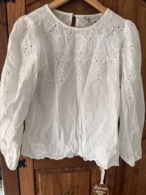 Ladies White Coast Blouse Size 8 Embroidered Style - Image 1 of 4