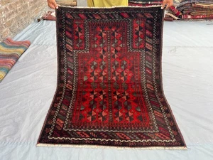 3'2 x 4'3 ft Vintage Afghan Hand Knotted Prayer Rug Soft Pile Tribal Accent Rug - Picture 1 of 12