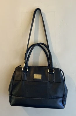 TIGNANELLO Cuero Guijarro Negro Forrado Bolso de Hombro Bolso de Mano Cartera Foto 1 de 4