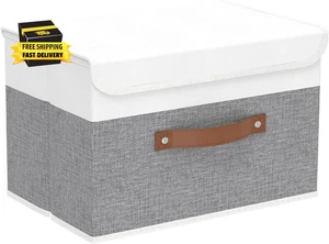 Aufbewahrungsboxen mit Deckel, Leinenstoffeimer, Würfel Organizer Korb, waschbar und L - Bild 1 von 8