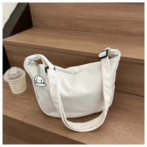 Adjustable Strap Commuting Bag Women Corduroy Crossbody Bag Casual Half Moon Bag - Picture 1 of 18