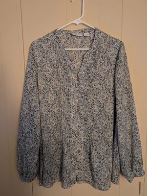 Blusa para mujer Liz Claiborne talla 1XL estampado gráfico floral silenciosa de lujo BOHO Y2K Foto 1 de 4