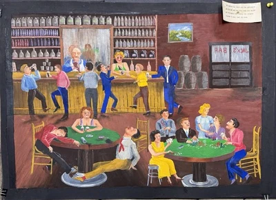 Arte primitivo/religioso/poclar en papel Jack’s Bar de Granville Peter Cumby Foto 1 de 4