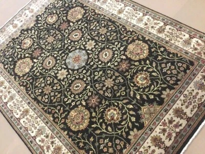 5’ X 7’ Brown Beige Traditional Floral Hand Knotted Oriental Area Rug Wool Foyer - Image 1 of 4