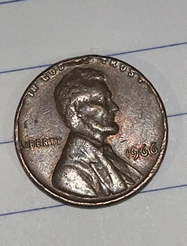 1966 Copper Penny No Mint Error “In God We Trust on Rim" Cover