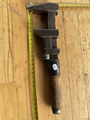 ( n°361 OLD TOOL  OUTIL ANCIEN  clé à molette mécanique , Signée - Photo 1/4