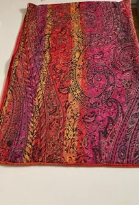 Crate & Barrel Velvet/Wool Pillow Cover 24x16 Vibrant Paisley With Ochre Boho - Picture 1 of 6