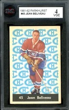 1961-62 PARKHURST NHL HOCKEY 45 Jean Beliveau HOF KSA 4 VG-EX Montreal Canadiens