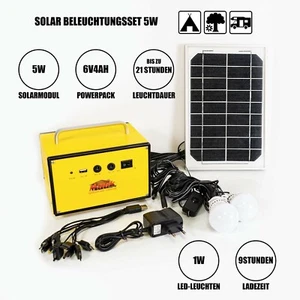 Mauk Solar Set Beleuchtungsset 5 Watt Solarset Mini Solaranlage Solarenergie - Bild 1 von 8