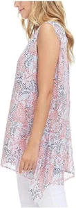 Fever Women's Double Layer Sleeveless Blouse (Blue Mosaic Glass, Medium) A003 - Picture 1 of 8