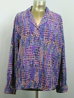 Top Liz Baker púrpura estampado animal mujer pecho 46 talla L? Manga larga 312-24313 Foto 1 de 4