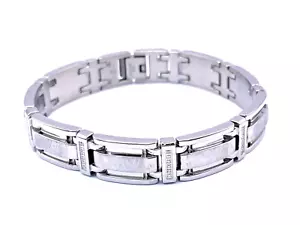 Men’s Stainless Steel 0.23 CT T.W. Diamond 8.5” Bracelet - Picture 1 of 7