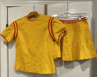 De Colección Años 70 Cheerleader Supply Co Inc Doble Punto Elástico Nylon Amarillo Rojo Juvenil Lg Foto 1 de 4