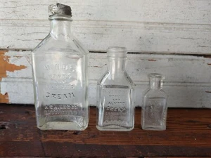 Set of 3 Hind's Honey and Almond Cream Clear Glass Embossed Bottles  - Picture 1 of 12