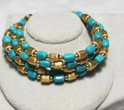 QVC turquoise multi strand Bronze Bronzo Italia® Italy Milor bracelet magnetic  - Image 1 of 4