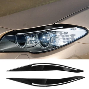 For BMW 5 Series F10 2014-16 Gloss Black Front Headlight Eyelids Eyebrow Trim ×2 - Picture 1 of 10
