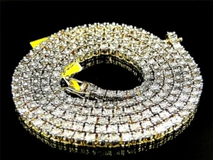 Men's Genuine Diamond 1 Row Chain Necklace in Sterling Silver 1.75 Carats 24" - Picture 1 of 6