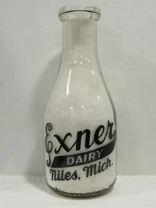 Botella de leche TRPQ Exner Dairy Niles MI BERRIEN COUNTY 1949 leche y crema vaca - Imagen 1 de 2
