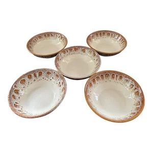5 X Fosters Cereal Soup Bowls Honeycomb Cornish Pottery Blonde Rare - Picture 1 of 3