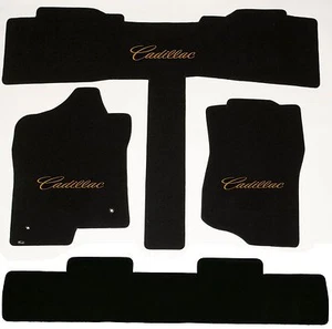 Lloyds 4pc Floor Mats Set 2007-10 Cadillac Escalade Base Model Black Gold Scrip - Picture 1 of 8
