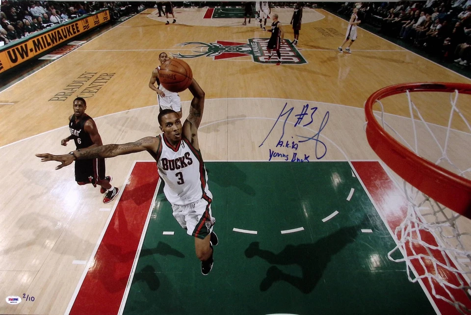 Brandon Jennings Signed Bucks Basketball 20x30 Photo PSA/DNA COA #/d #/10 Auto'd - Image 1 of 4