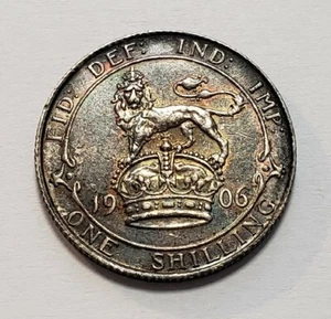 1906 Great Britain One Shilling - KM800 - AU Rainbow Toning - SKU-F6609 - Picture 1 of 6