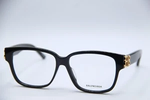 NEW BALENCIAGA BB 0104O 001 BLACK GOLD AUTHENTIC FRAMES EYEGLASSES 56-14 - Picture 1 of 5
