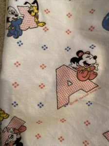 Vtg Disney Receiving Blanket 1984 Mickey Baby friends ABC’s Dundee FLANNEL 31x33 - Picture 1 of 3