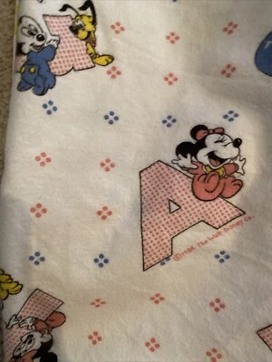 Vtg Disney Receiving Blanket 1984 Mickey Baby friends ABC’s Dundee FLANNEL 31x33 - Image 1 of 3