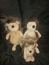Jellycat London Spike Hedgehog~ 9" And 12" Plush Brown Family Lot Of 3 Retired