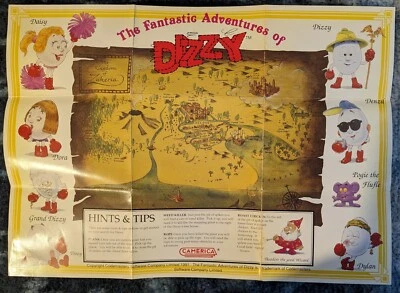 The Fantastic Adventures of Dizzy NES (Nintendo, 1992) Poster/MAP 16" X 11" Used - Image 1 of 2