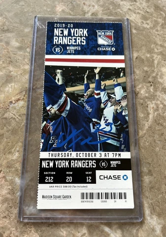 Adam Fox 1st first NHL game ticket stub signed autographed New York Rangers Cover
