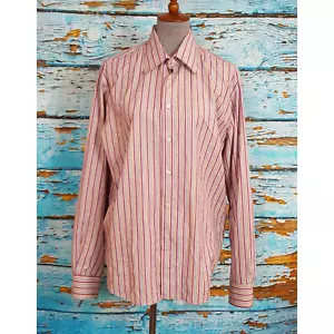 Zara Button Down Shirt Mens Size 17 Long Sleeve Shirt Striped Cotton Shirt - Picture 1 of 8